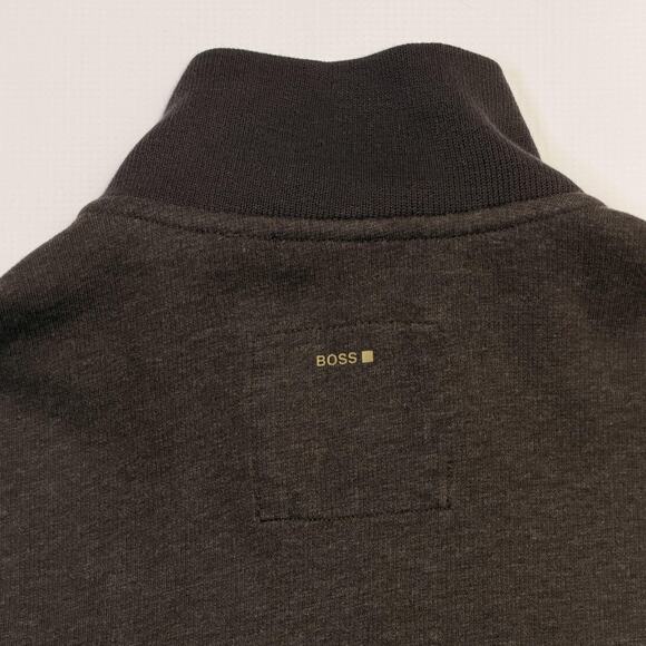 BOSS Orange Sweatshirt Mens Medium Brown Full Zip Stand Collar Rib Cuffs Knit - Picture 12 of 13